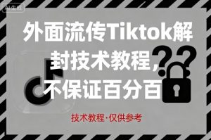 外面流传Tiktok解封技术教程，不保证百分百，具体自测-数智网创