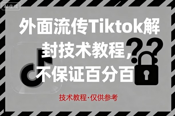 外面流传Tiktok解封技术教程，不保证百分百，具体自测-数智网创