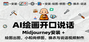 AI绘画开口说话，Midjourney安装 + 绘图出图，小和尚修图、换衣与说话视频制作-数智网创