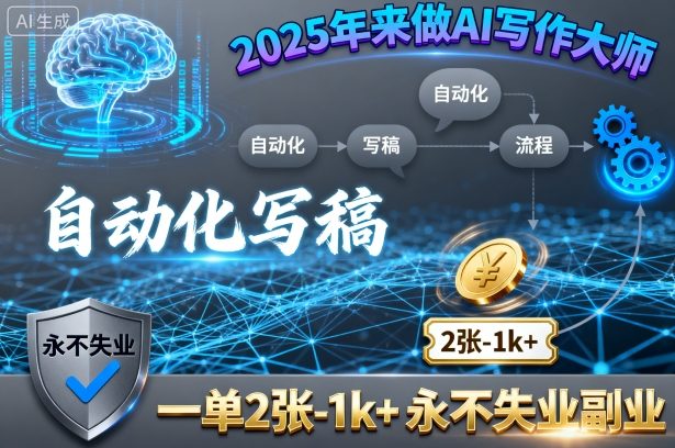 2025年来做AI写作大师,自动化写稿,一单2张-1k+,永不失业副业-数智网创