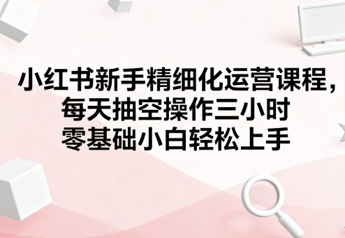 小红书新手精细化运营课程,每天抽空操作三小时,零基础小白轻松上手-数智网创