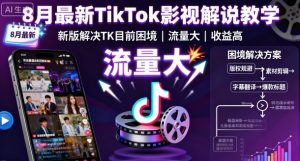 8月最新TikTok影视解说教学,新版解决TK目前困境,流量大,收益高-数智网创