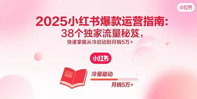 2025小红书爆款运营指南：38个独家流量秘笈，快速掌握从冷启动到月销5万+-数智网创