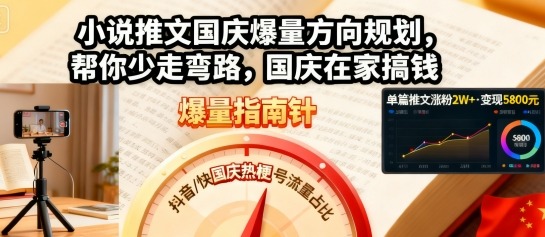 小说推文国庆爆量方向规划，帮你少走弯路，国庆在家搞钱-数智网创