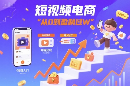 短视频电商:短视频变现从0到盈利过W-数智网创