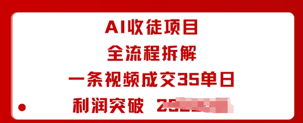 AI收徒项目全流程拆解一条视频成交35单日利润突破1k+-数智网创