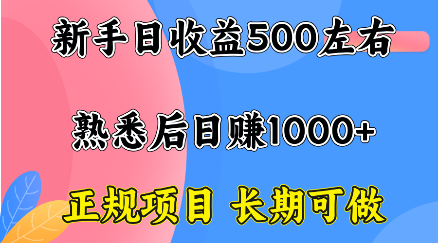 一台电脑，前期日收益300-500，熟练后日入1000左右-数智网创