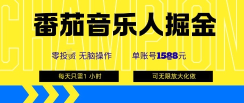 番茄音乐人掘金，单账号最高可撸1k+，可无限矩阵去做，零投入-数智网创