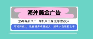 最新海外广告美金，全自动挂机，单机单日500+，可矩阵放大，新手小白轻...-数智网创