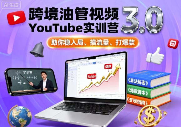 跨境油管视频YouTube实训营3.0，助你稳入局、搞流量、打爆款-数智网创