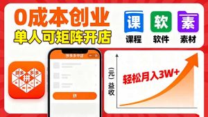 拼多多虚拟电商，0成本，单人可矩阵开店，轻松月入3W+-数智网创