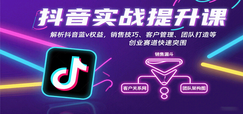 抖音实战提升课：解析抖音蓝v权益，销售技巧、客户管理、团队打造等创业赛道快速突围-数智网创