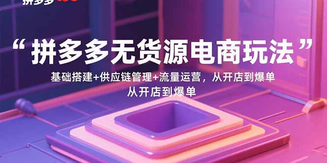 拼多多无货源电商玩法：基础搭建+供应链管理+流量运营，从开店到爆单-数智网创