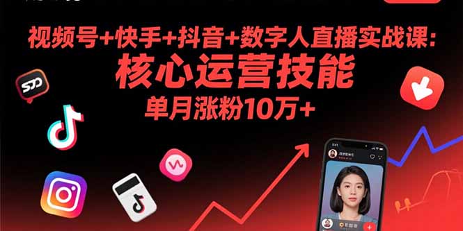 视频号+快手+抖音+数字人直播实战课(9月-数智网创