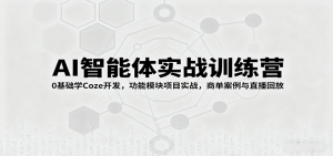 AI智能体实战训练营：0基础学Coze开发，功能模块项目实战，商单案例与直播回放-数智网创