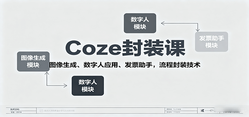 Coze封装课，图像生成、数字人应用、发票助手，流程封装技术-数智网创