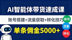 AI智能体带货速成课，账号搭建+流量获取+转化技巧，单条佣金5000+-数智网创