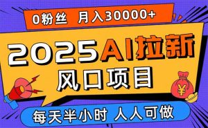 2025AI拉新风口项目，0粉0基础月入30000+新手小白轻松学会-数智网创