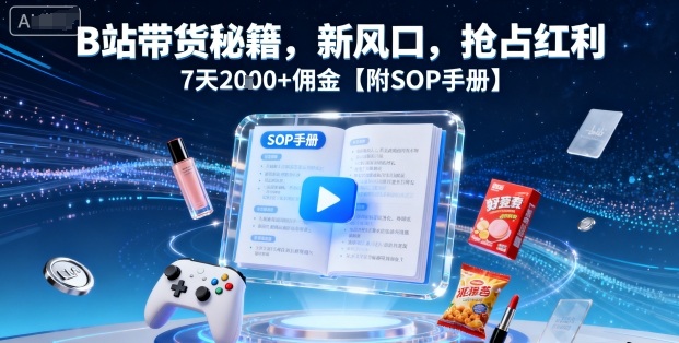 B站带货秘籍，新风口，抢占红利，7天2k+佣金【附SOP手册】-数智网创