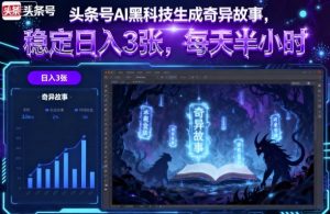 头条号AI黑科技生成奇异故事,稳定日入3张,每天半小时-数智网创