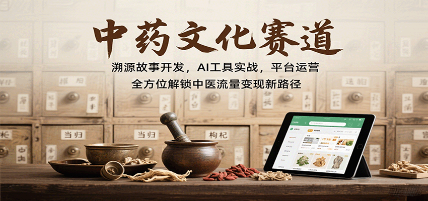 中药文化赛道：溯源故事开发，AI工具实战，平台运营，全方位解锁中医流量变现新路径-数智网创