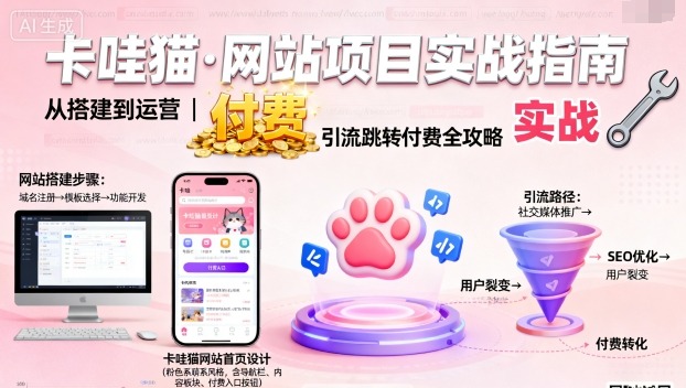 卡哇猫·网站项目，网站搭建与运营以及引流跳转付费-数智网创
