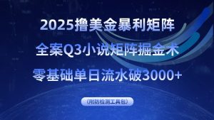 2025撸美金暴利矩阵，全案小说矩阵掘金术，零基础单日流水破3000+-数智网创