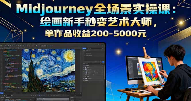 Midjourney全场景实操课：绘画新手秒变艺术大师，单作品收益200-5000元-数智网创