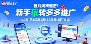 告别烧钱迷茫！新手玩转多多推广：从0到1的全流程攻略(含选品/出价/避坑)-数智网创