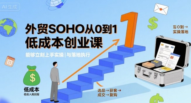 外贸SOHO从0到1低成本创业课,能够立刻上手实操与落地执行-数智网创