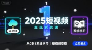 2025短视频变现实战课，从0到1系统学习短视频变现-数智网创