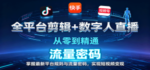 全平台剪辑+数字人直播，从零到精通，掌握最新平台规则与流量密码，实现短视频变现-数智网创