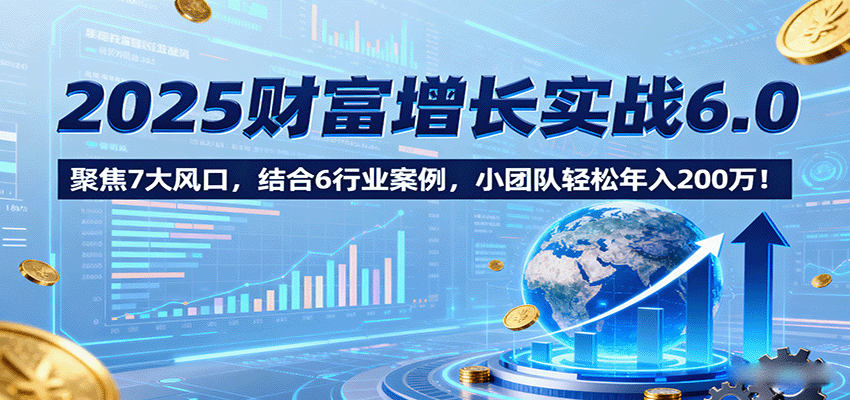 2025财富增长实战6.0，聚焦7大风口，结合6行业案例，小团队轻松年入200万！-数智网创