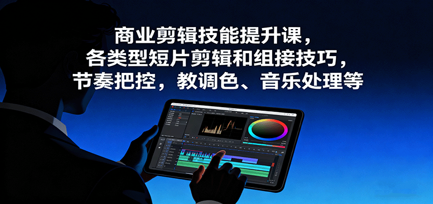 商业剪辑技能提升课,各类型短片剪辑和组接技巧,节奏把控,教调色、音乐处理等-数智网创