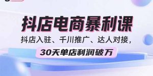 2025抖店电商暴利课，抖店入驻、千川推广、达人对接，30天单店利润破万-数智网创
