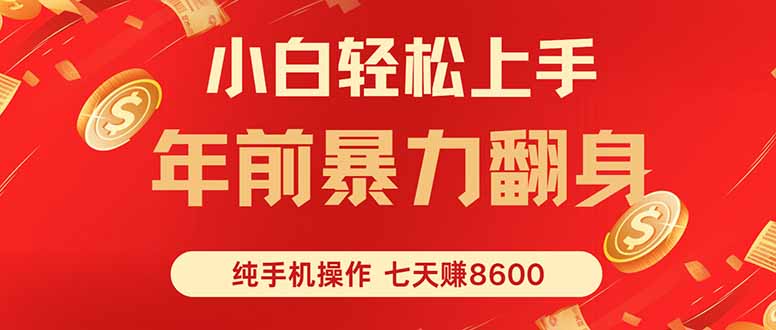七天狂赚8600，小白纯手机操作，日入1000+-数智网创