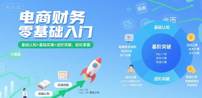 电商财务零基础入门，基础认知+基础实操+进阶突破，轻松掌握-数智网创