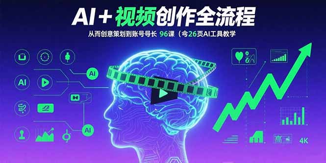 AI+短视频创作全流程：从创意策划到账号增长，96节课(含26项AI工具教学-数智网创