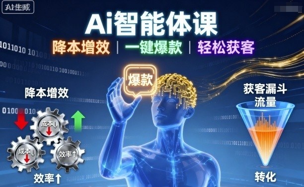 Ai智能体课,降本增效,一键爆款,轻松获客-数智网创