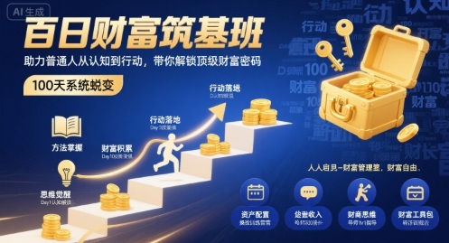 百日财富筑基班，助力普通人从认知到行动，带你解锁顶级财富密码-数智网创