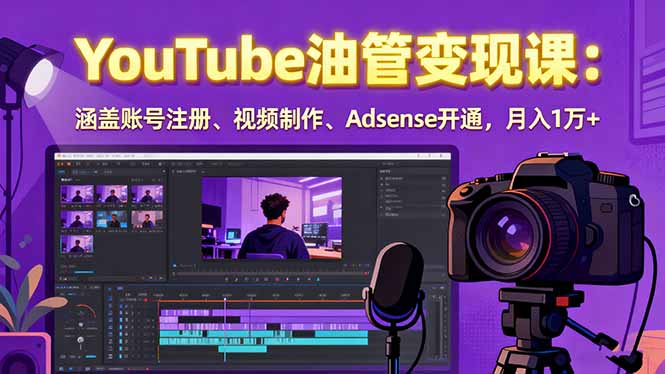 2025YouTube油管变现课:涵盖账号注册、视频制作、Adsense开通,月入1万+-数智网创