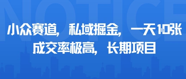 小众赛道,私域掘金,一天多张,成交率极高,长期项目-数智网创