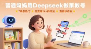 普通妈妈用Deepseek做家教号，条条热门，日变现1k+的玩法，直接抄作业-数智网创