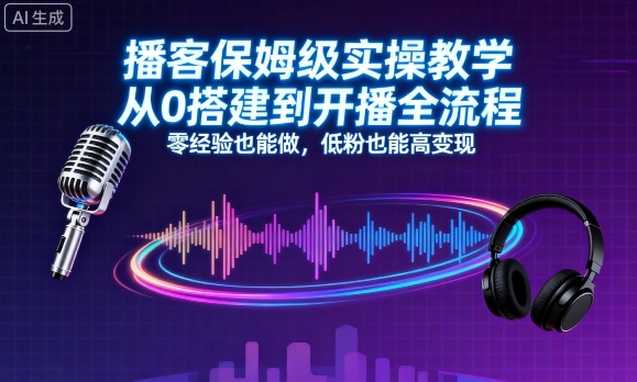 播客保姆级实操教学,从0搭建到开播全流程,零经验也能做,低粉也能高变现-数智网创