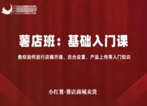 小红薯薯店商城卖货，基础入门课，教你如何进行店铺开通、后台设置、产品上传等入门知识-数智网创