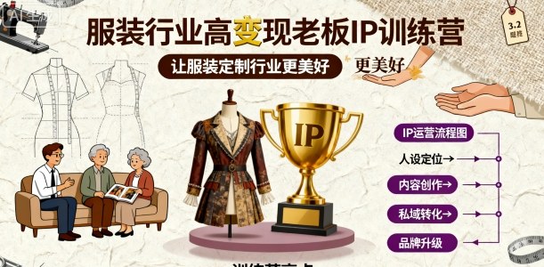 服装行业高变现老板IP训练营，让服装定制行业更美好-数智网创