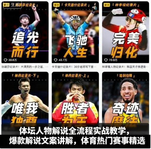 体坛人物解说全流程实战教学，爆款解说文案讲解，体育热门赛事精选-数智网创