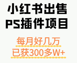 小红书出售PS插件项目,每月都收入好几万,长期操作已获利300多W+-数智网创