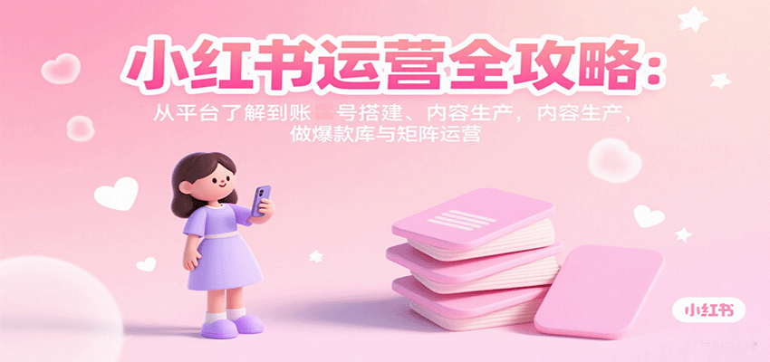 小红书运营全攻略:从平台了解到账号搭建、内容生产,做爆款库与矩阵运营-数智网创
