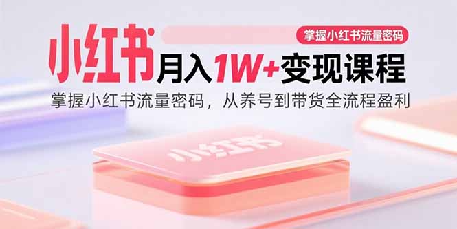 小红书月入1W+变现课程：掌握小红书流量密码，从养号到带货全流程盈利-数智网创